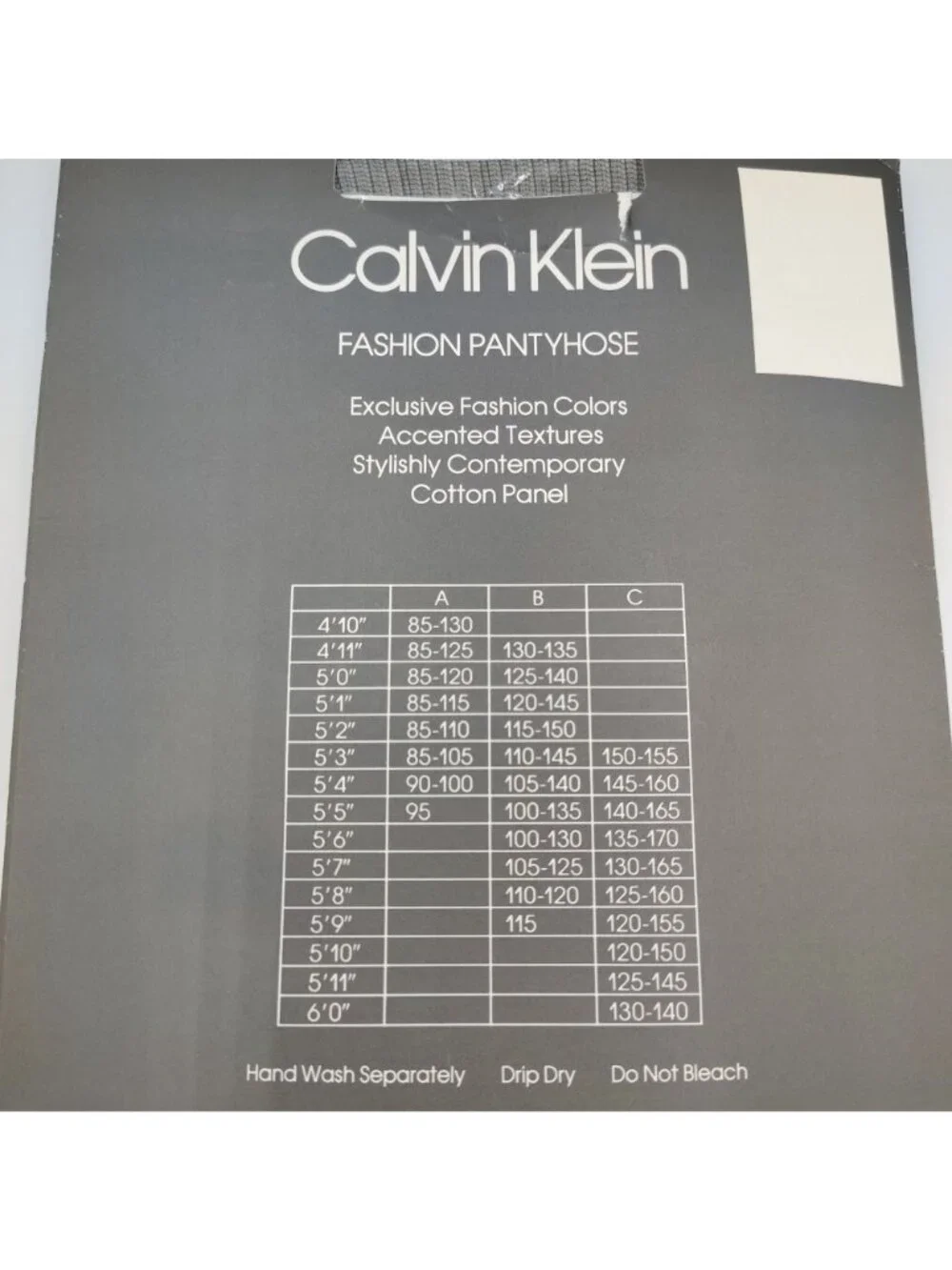 Calvin Klein Fashion Pantyhose Size B Black Control Top Sandaltoe Vintage 1985